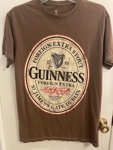 Extra Stout Guinness Beer T Shirt Men's Dublin Ireland Brown Size Medium NWT - Picture 1 of 6