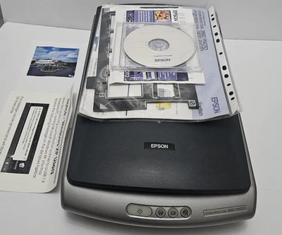 Epson Perfection 1660 Photo Flatbed Scanner with slides and paperworks - Image 1 of 4