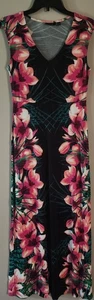 Apt 9 Long Maxi Dress-Size Small-Black-Pink-Flowers-Gently Used - Picture 1 of 5