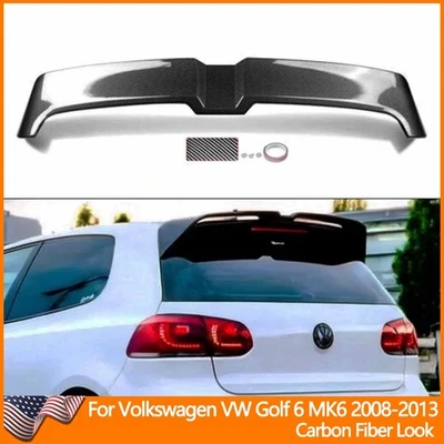 For VW Golf 6 MK6 GTI R 2008-2013 Rear Trunk Spoiler Wing Lip Carbon Fiber Look Foto 1 de 4