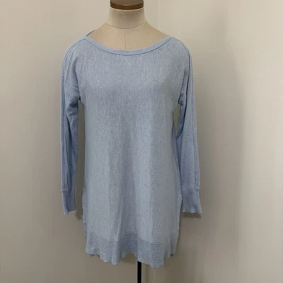 Top túnica azul medio manga larga cuello barco lana cachemir SOFT AROUND Foto 1 de 4