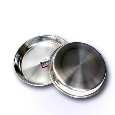 Serving Dishes Plate Crust Dinnerware Flat Plate Round Stainless Steel - Image 1 of 4