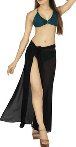 HAPPY BAY Women's Swimsuit Cover Up Beach Wrap Skirt Swimwear L Black, Plain - Picture 1 of 3