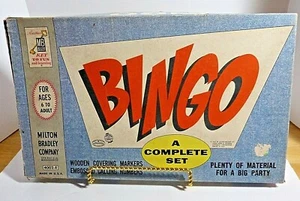 Milton Bradley 1960 Bingo Game Original Box Instruction MB #4002 Wood Pieces - Picture 1 of 12