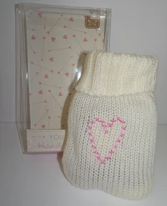 Lovely Knitted Reusable Hand Warmer with Pink Heart Design. Fab for Winter Days. - Picture 1 of 4