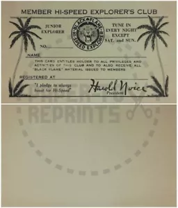 TESSERA ASSOCIATIVA HI-SPEED EXPLORER'S CLUB - RISTAMPA VINTAGE - Foto 1 di 1