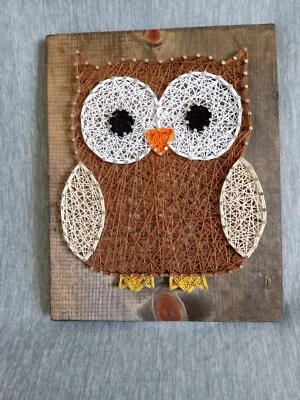 OWL STRING ART WALL DECOR HANDMADE 11 IN TALL 9 IN WIDE GOOD CONDITION - Image 1 of 4