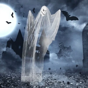 Halloween Skelett Ornament für festliche Atmosphäre 3,3 x 2 m weißes Gespenst - Bild 1 von 10