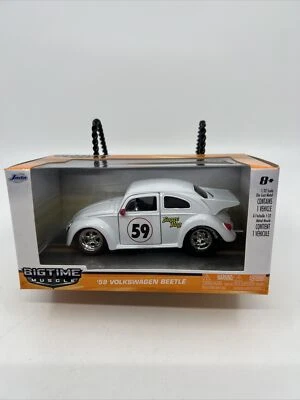 1/32 JADA BIGTIME MUSCLE VW 1959 VOLKSWAGEN BEETLE 59 БЕЛЫЙ ЛИТОЙ новый S4 - Изображение 1 из 4
