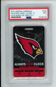 Boleto pase válido de los Arizona Cardinals 2019 Kyler Murray debut en la NFL RC TD #1 PSA 9 - Imagen 1 de 4