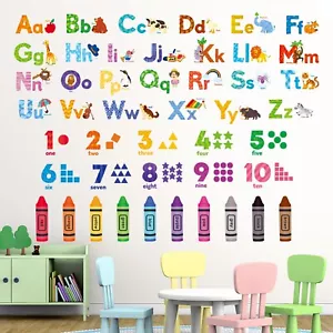 Decowall DS-8044 Animal Alphabet Number Colour Wall Stickers Decal Nursery Kids - Picture 1 of 7