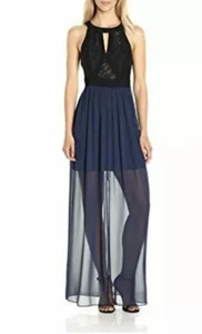 Neu mit Etikett BCBGeneration schwarz Spitze Mieder Maxi Partykleid, dunkelmarine Gr. 12 $ 128 - Bild 1 von 8