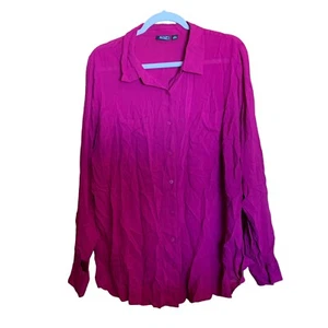 Ana Womens Plus Size 1X Pink Rayon Button Up Long Sleeve Shirt Blouse - Picture 1 of 4