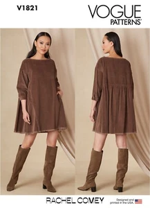 VOGUE SEWING PATTERN 1821 MISSES 4-26 EASY LOOSE-FITTING DROPPED SHOULDER DRESS - Picture 1 of 6