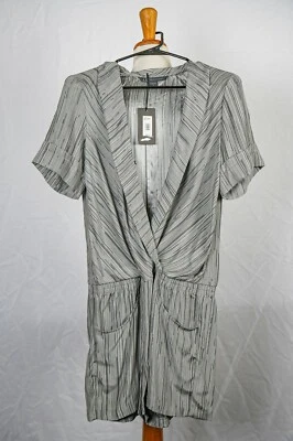 Pantalones Cortos Mameluco Diseñador Armani Exchange Mujer Gris 100% Seda Talla 10 Nuevo con Etiquetas Cortos SLV Foto 1 de 3