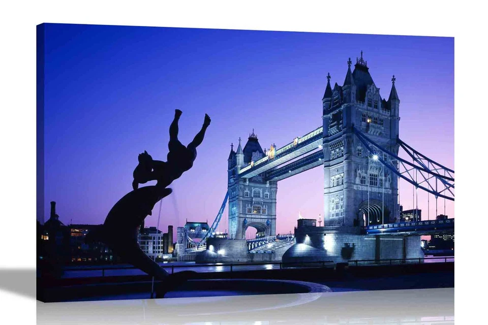 Tower Bridge London Canvas Print Wall Art Framed Pictures for Living Room Office - Image 1 of 4