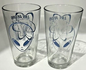 Pair of VTG Las Vegas 51's Draft Beer Glass Pint AAA Minor League Baseball Alien - Picture 1 of 11