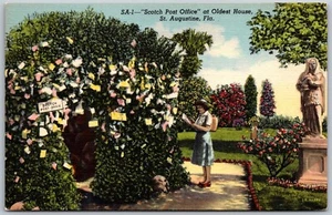 Vtg St Augustine Florida FL Scotch Post Office Oldest House 1940s View Postcard - Picture 1 of 2