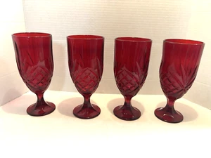 4 Vintage Godinger Red Dublin Water Goblets Set Unused Display 7 3/4 lot 4 - Picture 1 of 5