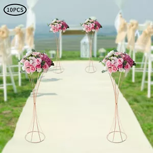 10 Stück geblümte Eisen Trompetenvase elegante Hochzeit Mittelstücke Goldvasen - Bild 1 von 12