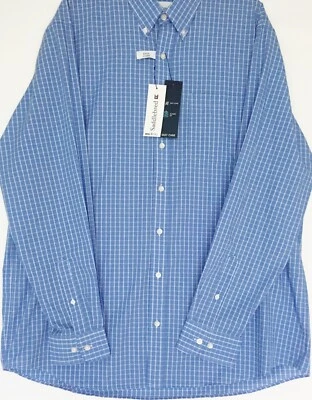 Saddlebred LT Button Front Big & Tall Long Sleeve Shirt NWT Men Blue Plaid New - Image 1 of 4