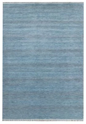 10x14' CONTEMPORARY Handmade Natural Wool BLUE Grass Rug #i-430 - Image 1 of 4