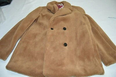 Casaco feminino Tommy Hilfiger forrado de pele sintética logotipo botão frontal marrom tamanho GG novo com etiquetas - Imagem 1 de 4