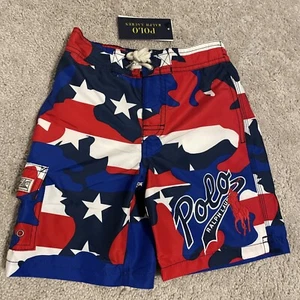 NWT Polo Ralph Lauren Boy’s Americana Swim Trunks (Red, White, Blue) - SZ 6 $55 - Picture 1 of 10