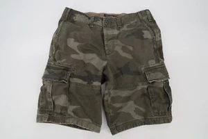 Abercrombie & Fitch Men's 29 Army Green Camo Heavy Military Cargo Shorts Y2K - Picture 1 of 7