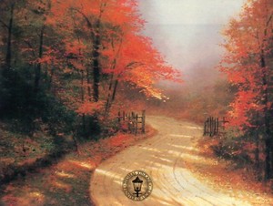 Autumn Lane - Painter of Light Art Card, Path -- Thomas Kinkade Dealer Postcard 