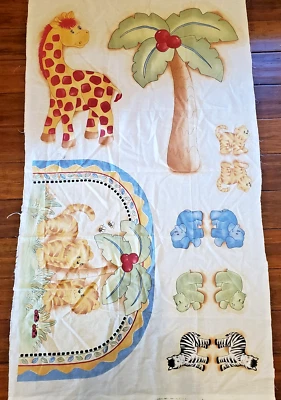 Panel de tela para vivero safari tela princesa co jirafa tigres cebras elefantes Foto 1 de 4