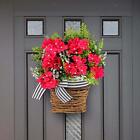 Spring Artificial Flowers Patio Festival Front Door Hanging Basket Wreath