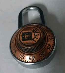Vintage TITAN Brass/Copper Rotary Dial Combination Safe Pad Lock - Picture 1 of 3