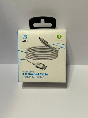 AT&T USB-C to USB-C 8ft Braided Charging Cable - New Sealed - Image 1 of 3