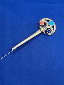 Vintage Celtic Shawl Pin Blue - Picture 1 of 5