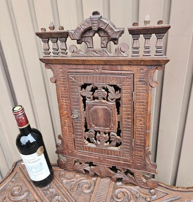 Antique wood kitchen apothecary wall cabinet - Image 1 of 4