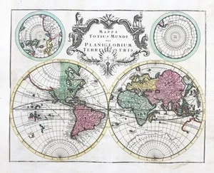 Mapa del mundo Mappemonde mapa del mundo California island Kilian grabado 1760 - Imagen 1 de 1