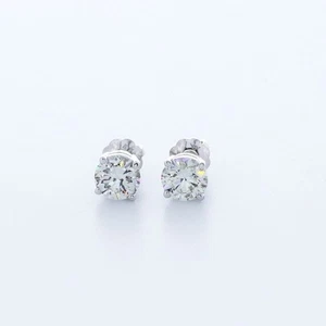 0.7 CT Lab-Created Diamonds D/VS2 Round Cut 14K White Gold 4-Prong Classic Studs - Picture 1 of 4
