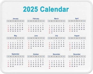 Tappetino Mouse Calendario 2025, Quadrato Capodanno 2025, Base in Gomma Antiscivolo, S - Foto 1 di 6