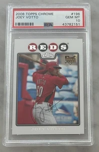 2008 TOPPS CHROME JOEY VOTTO ROOKIE RC #196 PSA 10 GEM MINT CINCINNATI REDS - Foto 1 di 2