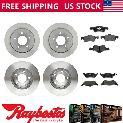 Rotores de freno delanteros traseros pastillas de freno de cerámica para Chrysler Town Country 2005-2007 Foto 1 de 4