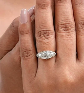 18K Yellow Gold Ring IGI Lab Grown Diamond Wedding 2.00 Ct Marquise Solitaire - Picture 1 of 8