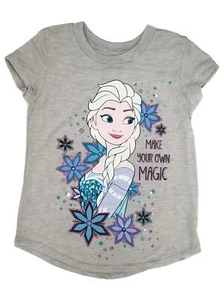 Disney Frozen Girls Gray Short Sleeve Elsa Make Your Own Magic T-Shirt Shirt 4 - Picture 1 of 1
