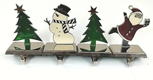 Christmas Stocking Hanger Holders Set 4 Santa Trees Snowman - Picture 1 of 5