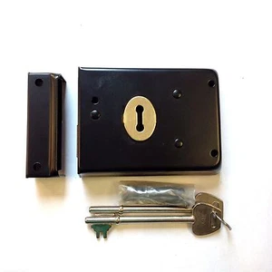 Borde negro doble mano DeadLock estilo victoriano para puerta/puerta/cobertizo -4" x 3" - Imagen 1 de 1