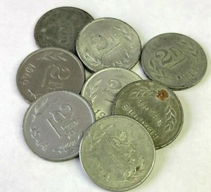 1944 BELGIUM 2 FRANCS WWII Liberation coin struck on 1943 US Steel Cent Planchet - Picture 1 of 2