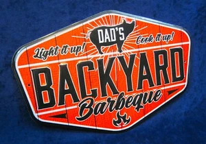 BACKYARD BARBEQUE -*US MADE*- Die-Cut Embossed Metal Sign -Yard Patio Deck Décor - Picture 1 of 8