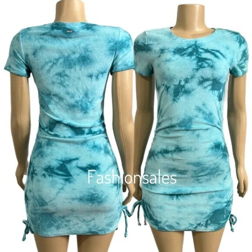 UNDERCOVER Abito Victorias Secret ROSA Spiaggia Terry Quadri Arrugginiti Cravatta Tintura Nuovo