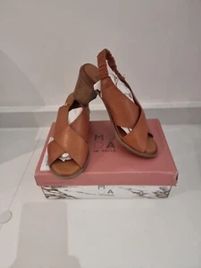 Moda in Pelle Lasandra Heeled Sandal Slingback Tan Brown Leather - UK 6 A78 - Picture 1 of 9