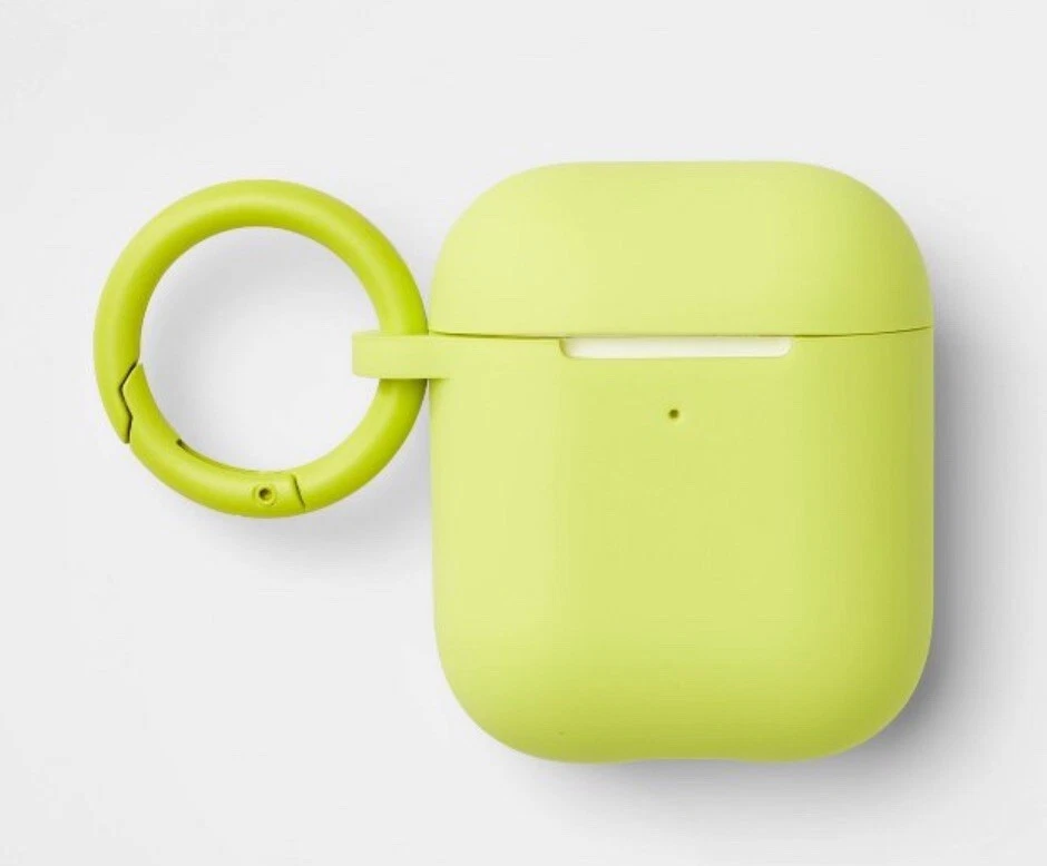 Heyday AIRpod Silicone Case With Clip - Lime Green Airpods Gen 1 & 2